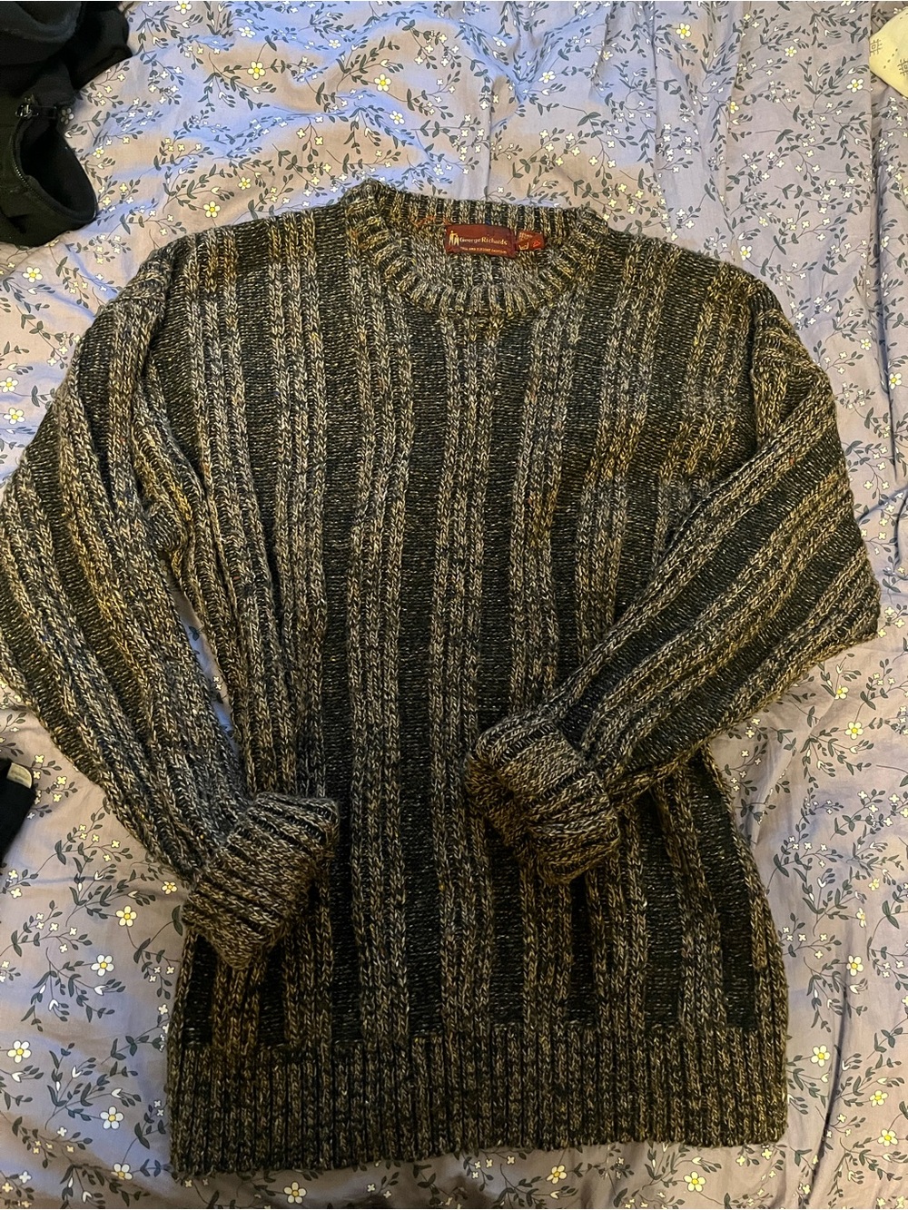 Crewneck Stripe Sweater - Green/Brown